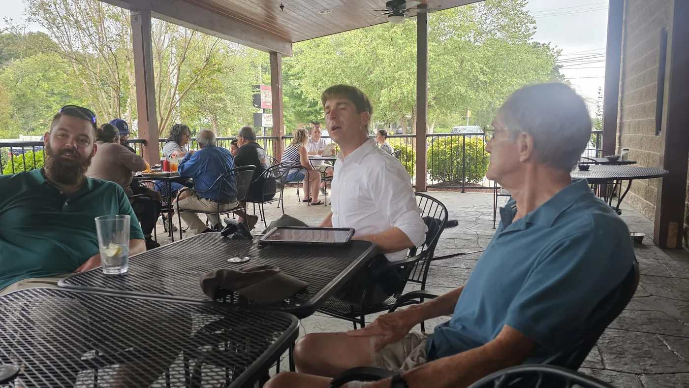 Davidson County Libertarians meeting on the patio at Cagney's Kitchen of Lexington